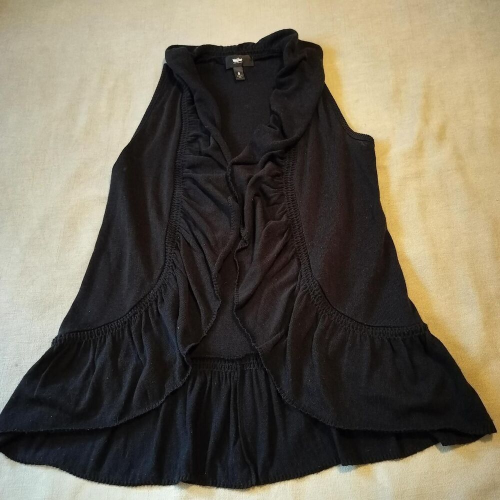 4/$20 Mossimo Women's Black long sleeveless ruffled cardigan